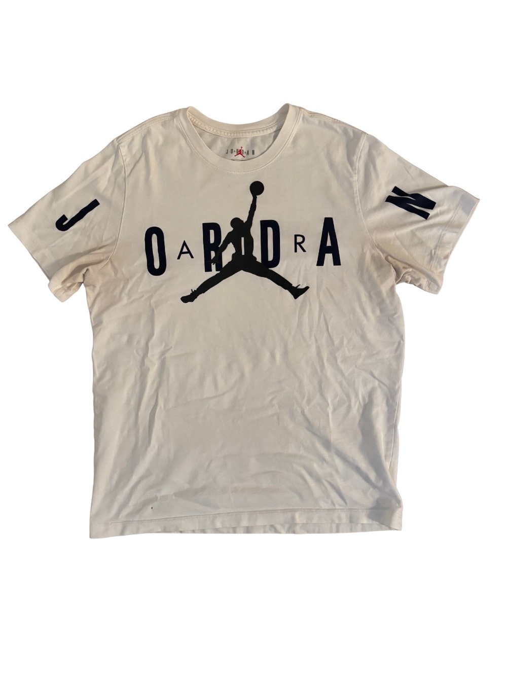 Jordan White Short-Sleeve Tee with Black Jumpman Logo